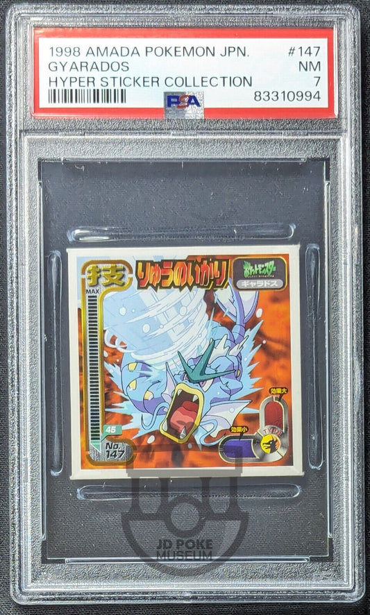 Pokemon 1998 Japanese Amada Hyper Sticker - Gyarados 147 - PSA 7 NM