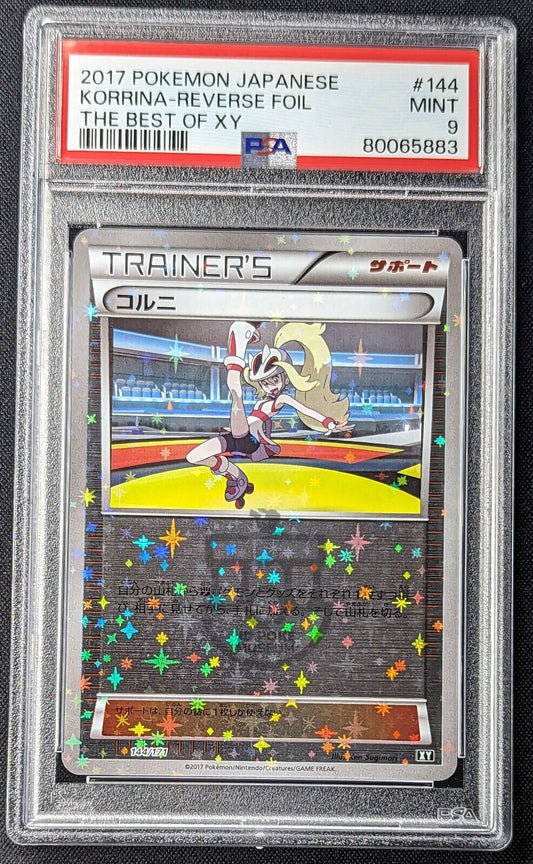 Pokemon 2017 Japanese Best of XY - Korrina 144/171 Reverse Holo Card - Mint PSA 9