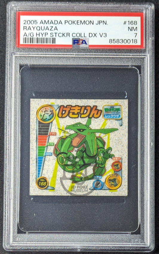 Pokemon 2005 Japanese Amada Hyper Coll DX Rayquaza #168 Glitter Sticker PSA 7 NM