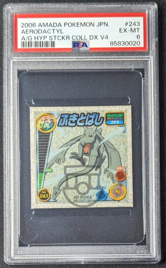 Pokemon 2006 Japanese Amada Hyper Coll DX Aerodactyl #243 Glitter Sticker PSA 6