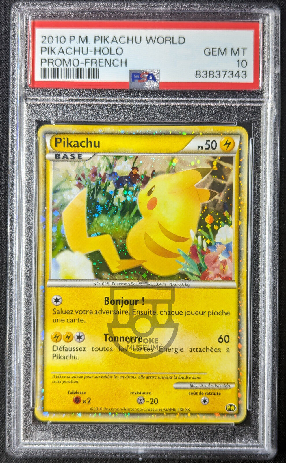 Pokemon 2010 Japanese Pikachu World - French Pikachu Holo Card - Gem Mint PSA 10