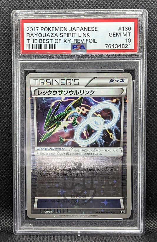 Pokemon Best of XY Rayquaza Spirit Link Reverse Foil 136/131 Card - Gem Mint PSA 10