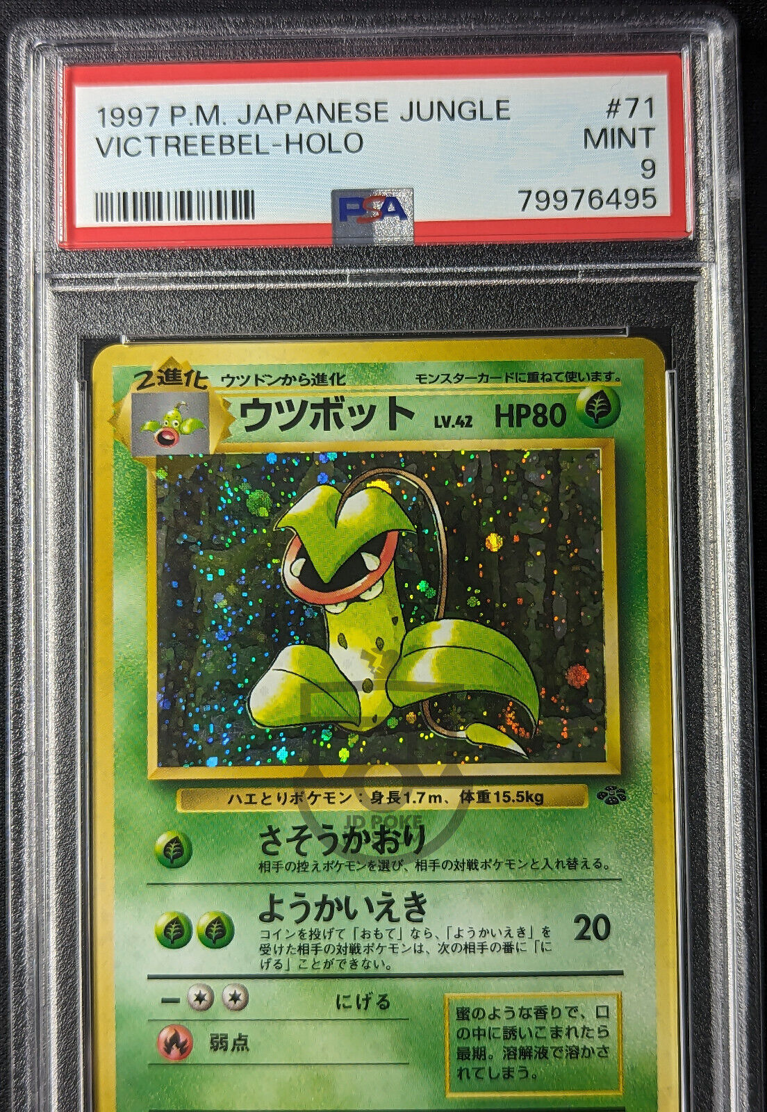 Pokemon 1997 Japanese Jungle Set - Victreebel No.071 Holo Swirl Card Mint PSA 9